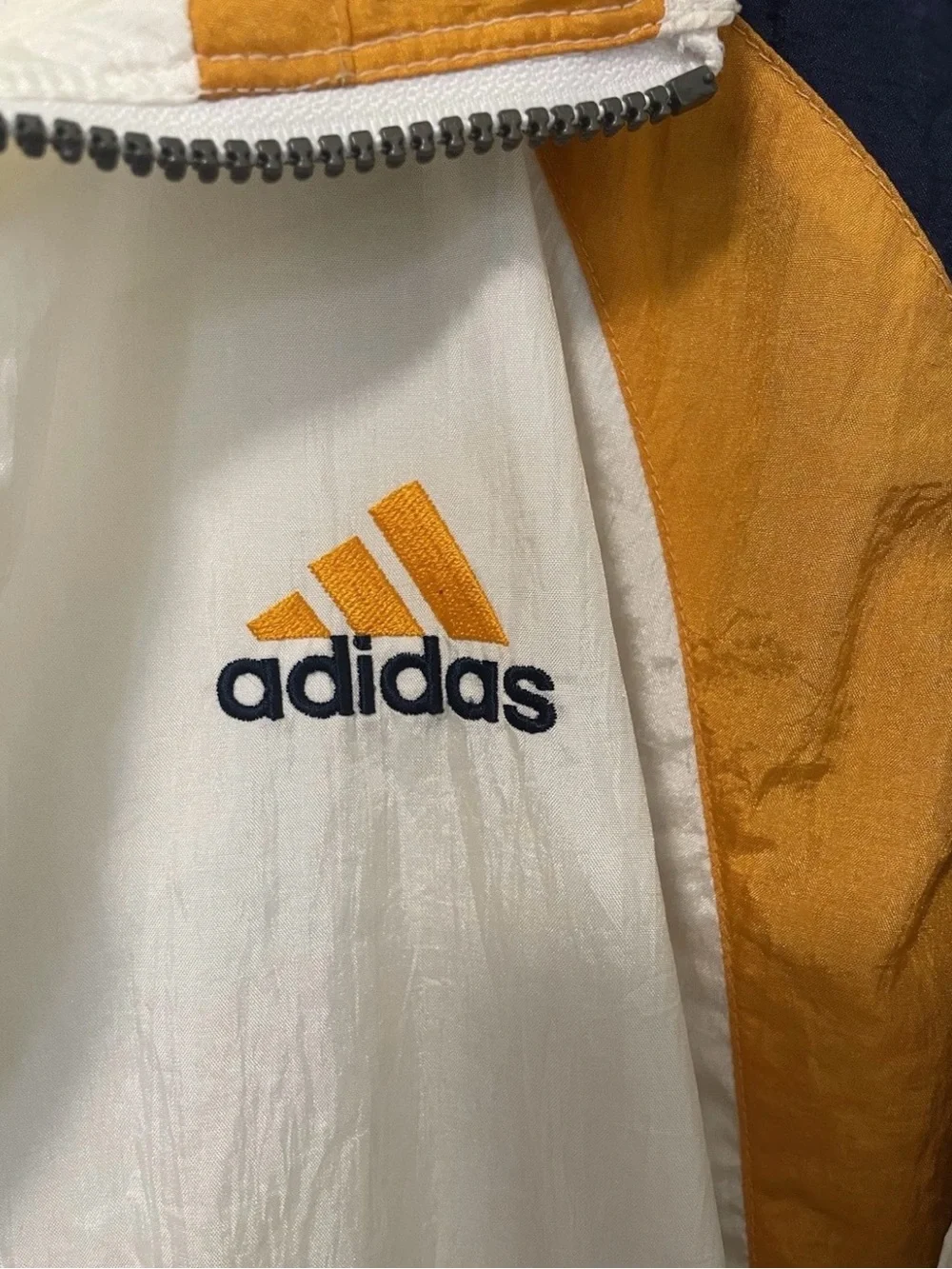 Vintage adidas Men’s White Navy & Gold Windbreaker Jacket